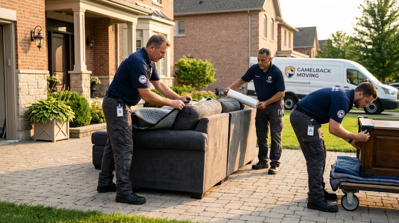 Large estate moving crew wrapping furniture in Chatfield, MN