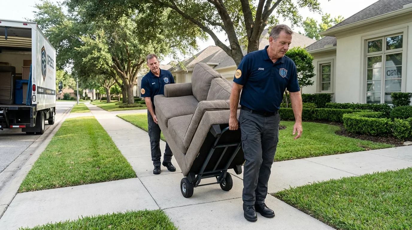 Local residential moving crew loading furniture in Chatfield, MN